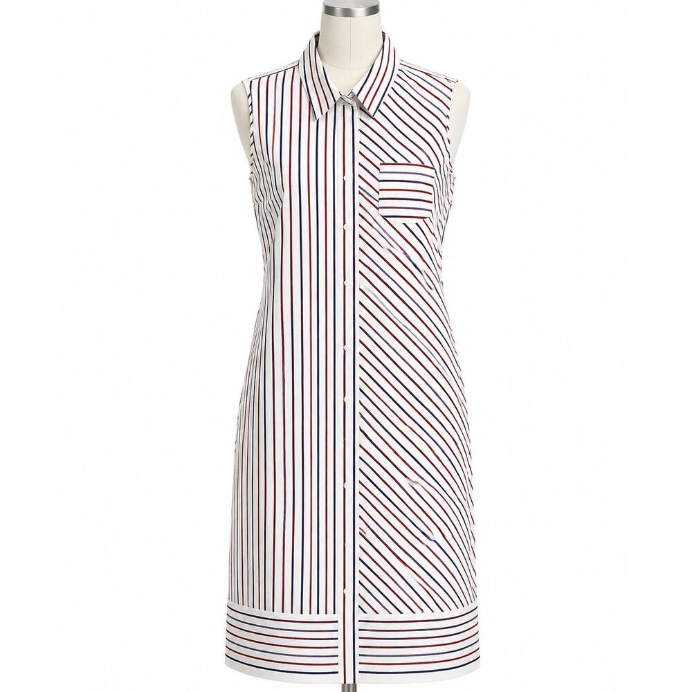Brooks Brothers Sleeveless Striped Shirt Dress - Size 12 - Red White Blue